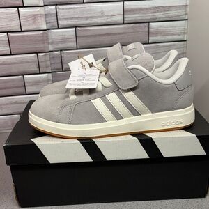 New NWT Adidas Grand Court 00s EL C Soze 3Y Grey/White Gum Bottoms suede shoes